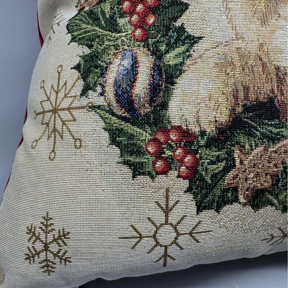 Caldeira Christmas Santa Hat Cat Wreath Snowflake Decorative Pillow Tapestry 19" - Picture 4 of 9